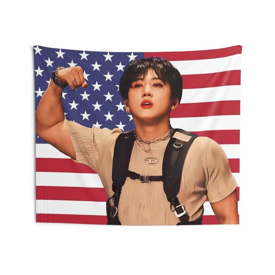 Stray Kids Changbin American Flag Skz Tapestry Gift for KPOP Fan