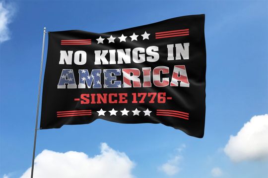No Kings In America Anti Trump House Flag, Anti Fascism Fascist MAGA Republican, Liberal Leftist Democrat Gift, Protect Democracy
