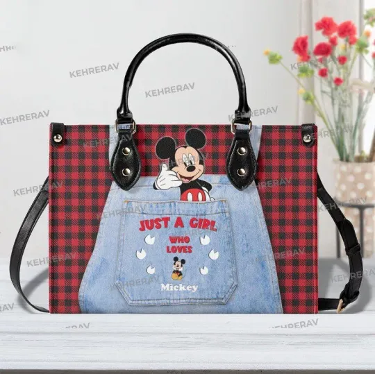 Mickey Mouse Ears Leather Handbag, Mickey Mouse Lovers Gift