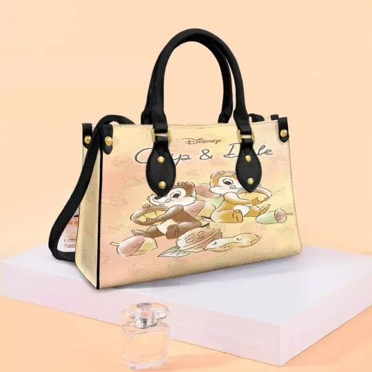 Chip and Dale Chipmunks Cartoon Leather Handbag Lovers Gift