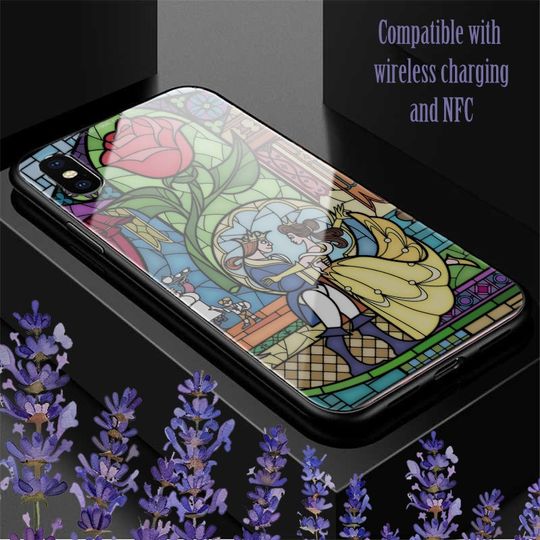 Stained Glass Beauty and the Beast Rose Premium Phone Case Cover for iPhone