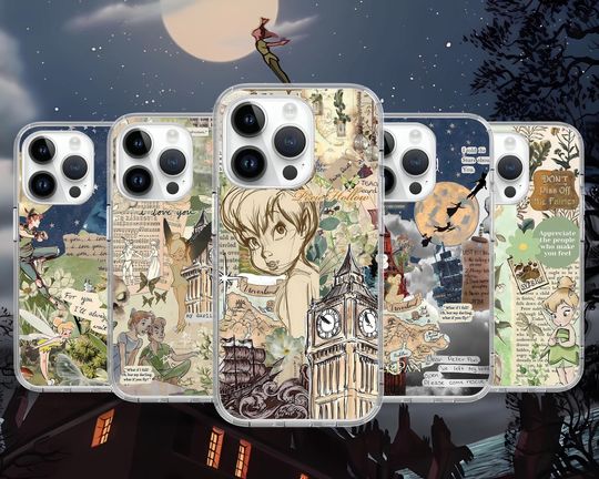 Peter Pan Tinker Bell Aesthetic Phone Case for iPhone 16 15 14 13 Pro Max Plus Mini