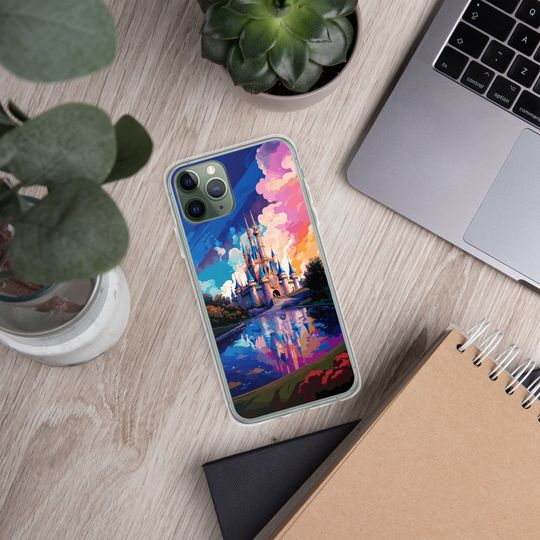 Disney Cinde Castle Retro Futurism iPhone Case, Vibrant Castle Design, Magic Kingdom Inspired Cover, Disney iPhone Case, iphone 16