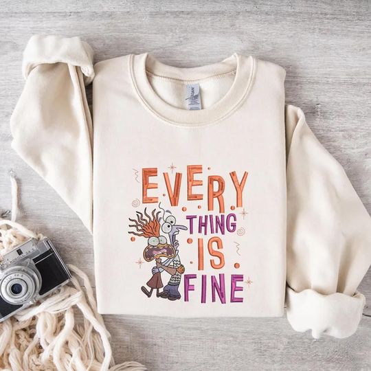 Cute Inside Out Embroidery Sweatshirt, Everything Is Fine Inside Out Embroidered T-shirt, Fear Anxiety Embroidery Shirt, Core Memory Day