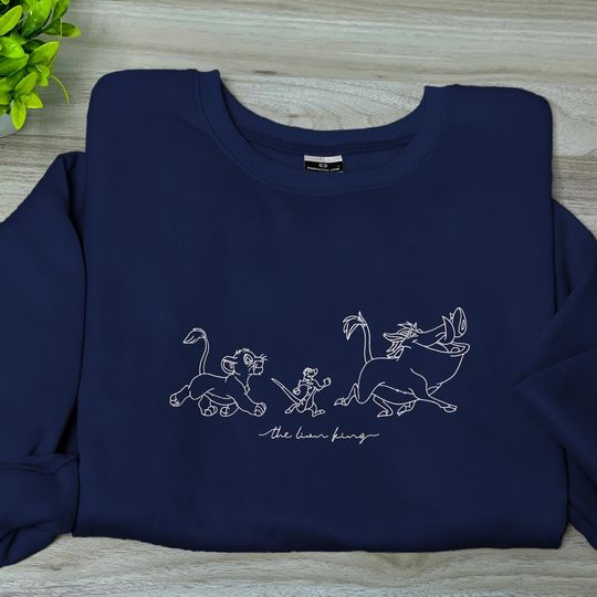 Simba Embroidered Sweatshirt The Lion King Embroidered Sweatshirt Cute Animal Embroidery Shirt Gift