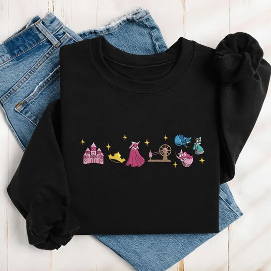 EMBROIDERED Movie Cartoon Sweatshirt, Magic Kingdom Embroidery, Princess Icon, Girl Trip Embroidery, Gift for her