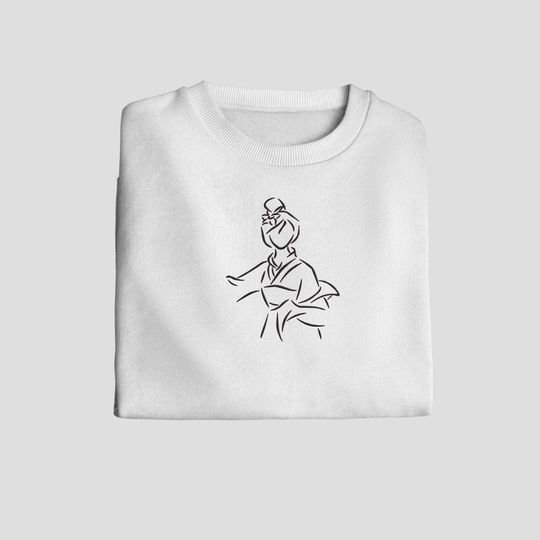Mulan outline Embroidered Sweatshirt | Embroidered Crewneck | Sweatshirt | Gift for Women | Embroidered Hoodie