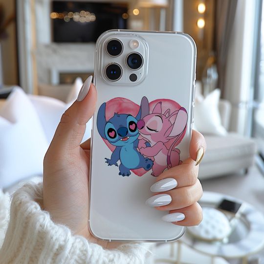 Disney Cute Lovely Couple Lilo And Stitch Funny Famous Cartoon Character Figure Phone Case 8823