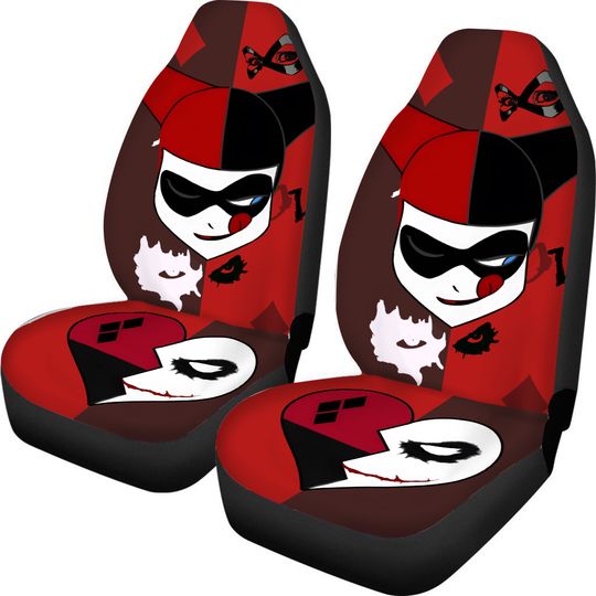 Funny Face Harley Quinn Car Seat Covers Movie Gift Idea For Fans