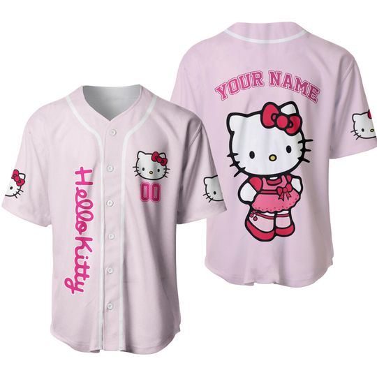 Discover Personalized Hello Kitty Jersey, Hello Kitty Cat Baseball Shirt, Cartoon Baseball Jersey, Cute Hello Kitty Gifts, Gifts For Her