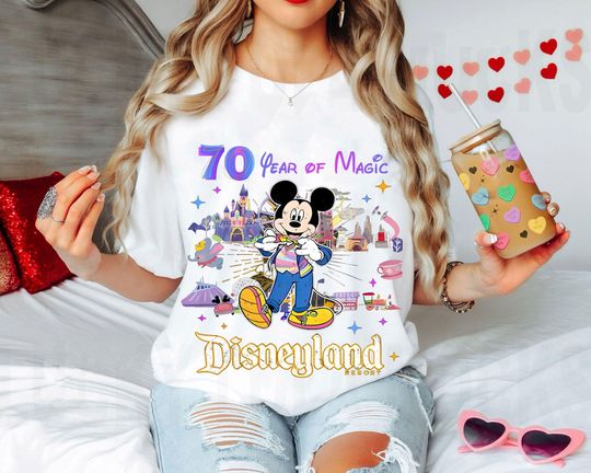 Custom Mickey & Friends Disneyland 70Th Anniversary Shirt | Disneyland Castle Platinum Celebration Tshirt | Disneyland Family Trip Vacation