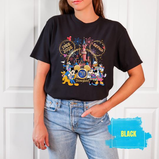 Discover Custom Name Disneyland 70th Anniversary Shirt, Personalized Disney Family Vacation Shirt, Vintage 70th Anniversary Tee
