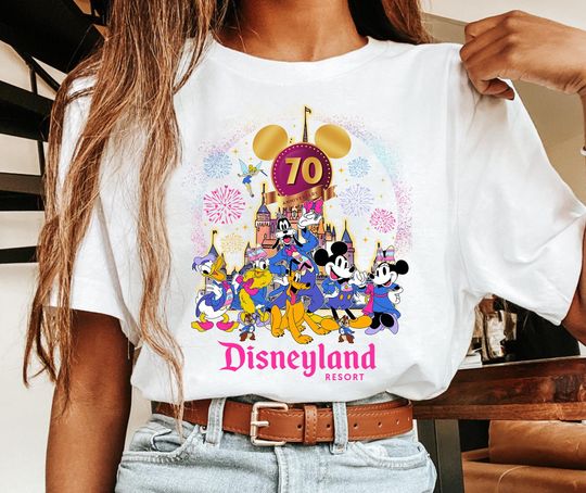 Disneyland 70th anniversary Shirt, Disney Castle Mickey & Friends 70 years of magic Tee, Platinum celebration 1955-2025, Magic Kingdom