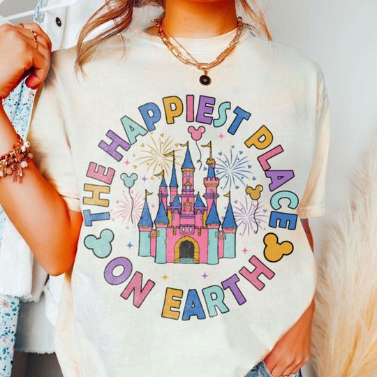 The Happiest Place On Earth Disney Castle 70th Anniversary T-Shirt, Valentine Gift, Trending Unisex Tee, Disneyland Vacation Trip Gift 2025