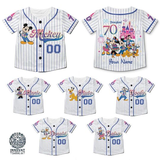 Retro Disneyland 70th Anniversary 1955-2025 Baseball Jerseys, 70 Years Of Magic, Disneyland Family Vacation 2025 Shirts, Disney Team Jerseys