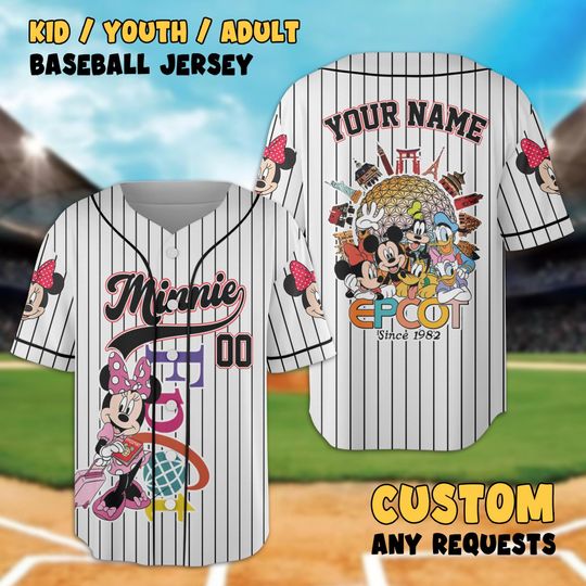 Epcot Center Minnie Baseball Jersey, Disney Epcot International Festival of the Arts 2025 Matching Tee, WDW Resort Family Holiday, Birthday