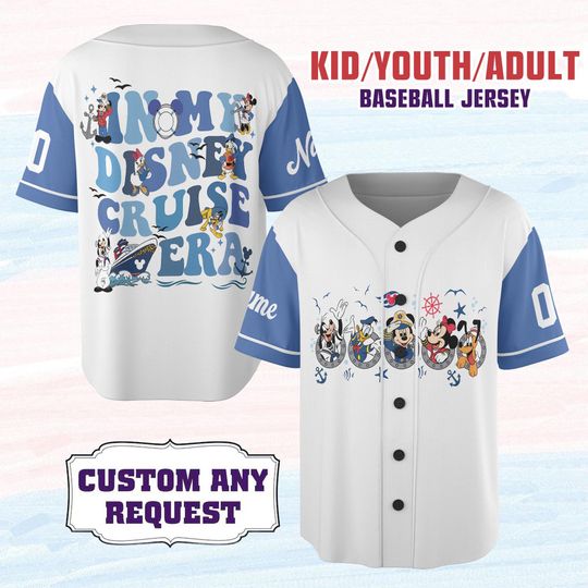Custom Mickey And Friends Cruise Baseball Jersey, In My Disney Cruise Era Jersey Sport Team, Disney Vacation Jersey, Disney World Gift