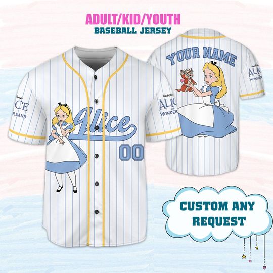 Discover Personalized Alice The Wonderland Baseball Jersey, Disney Princess Alice Baseball Jersey, Alice 3D Printed Shirt, Alice Lover Gift