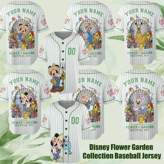 Mickey & Friends Epcot Flower and Garden Festival 2025 Baseball Jersey, Disney Floral Let The Magic Blossom Tee, Epcot Figment Matching Trip
