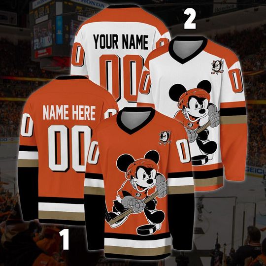Personalized Anaheim Ducks Mickey Mouse Hockey Jersey,  Disney Jersey For Men With Your Team Name, Fan Hockey Jersey