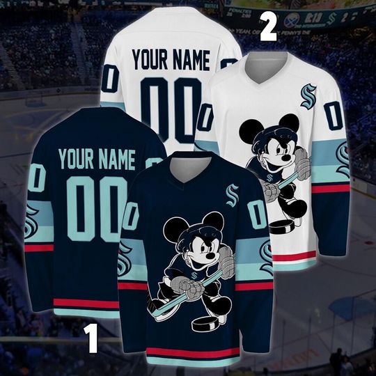Discover Personalized Seattle Kraken Mickey Mouse Hockey Jersey,  Disney Jersey For Men With Your Team Name, Fan Hockey Jersey