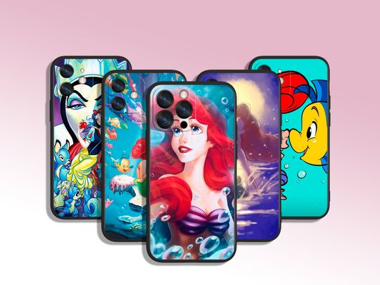 Little Mermaid Cartoon Art Phone Case for iPhone 8 11 12 13 14 15 XS XR Plus Pro Max
