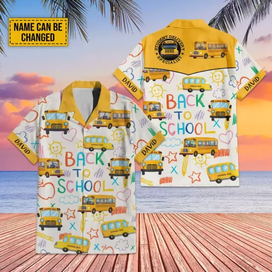 Personalized School Bus Driver Back To School Summer Aloha 3D HAWAII SHIRT