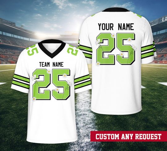 Discover Personalized Name Daisy, Dove & Flame Football Team Jersey, Custom Color US Football Jersey, Game Day Outfit For Kids, Adult Football Lovers
