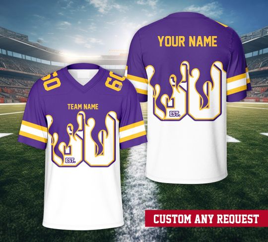 Personalized Name Football Team Flame Jersey, Custom Color College Football Jersey, Sports Game Day Jersey Outfit For American Football Fans