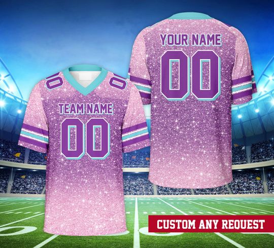 Discover Personalized Name PRINTED GLITTER Football Jersey, Custom Gradient Color Football Team Jersey Game Day Outfit For Kids & Adult Football Fans