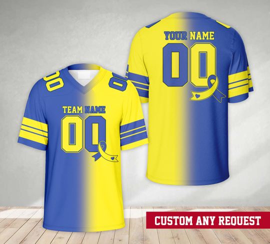 Personalized Gradient World Down Syndrome Awareness Football Jersey, Custom Name Down Syndrome Shirt Game Day Outfit For Down Syndrome Mom