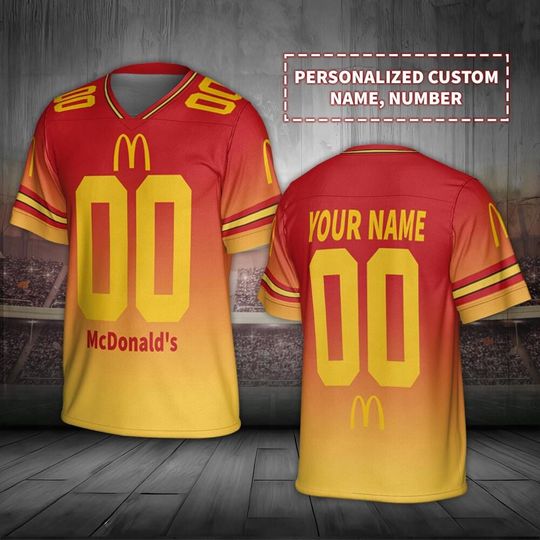 Discover Custom Name McDonald's Unisex Football Jersey, Jersey Lover Food Shirt, Vintage Food Football Jersey, McDonald's Fan shirt