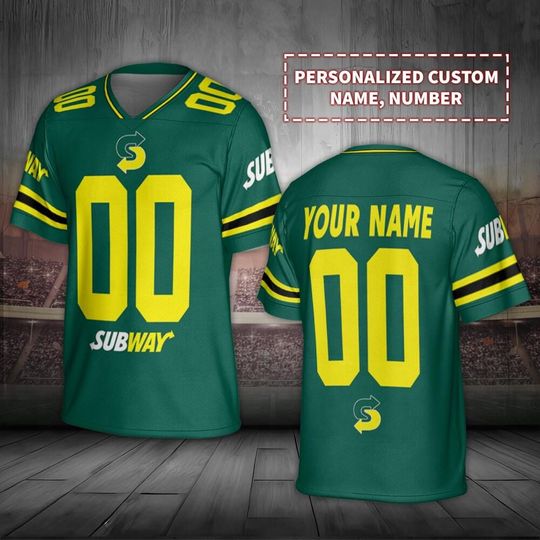 Discover Custom Name Subway Unisex Football Jersey, Jersey Lover Food Shirt, Vintage Food Football Jersey, Subway Fan shirt