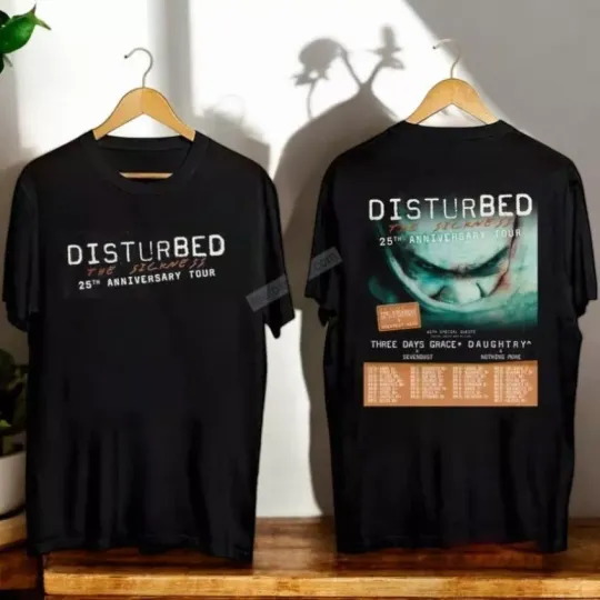 Discover Disturbed The Sickness 25th Anniversary Tour Date 2025 Concert Shirt for Fans