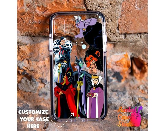 Discover Disney Villains iPhone 16 Pro MagSafe Compatible Case, Evil Disney Leather iPhone 16 Pro Max Case, Cartoon Characters Black SiliconeCase