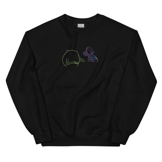 Discover Sweethearts - Mike and Celia - Embroidered Crew Neck Sweater (Unisex)