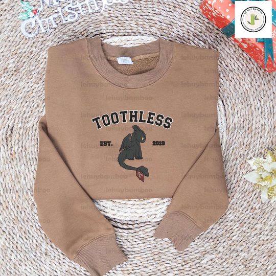 How To Train Your Dragon Toothless Embroidered Sweatshirt, Toothless Embroidered Crewneck, Cartoon Embroidered Sweatshirt, Gift for him