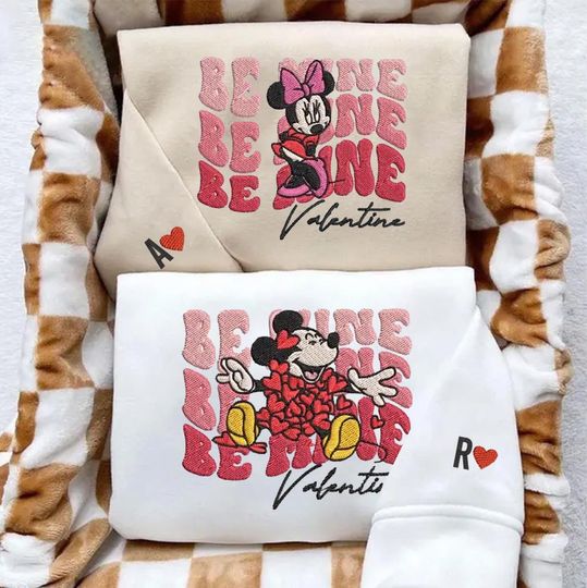 Discover Custom Couple Embroidered Sweatshirt, Valentine Couple Embroidery Sweatshirt, Matching Couple Shirt, Be Mine Valentine Sweatshirt