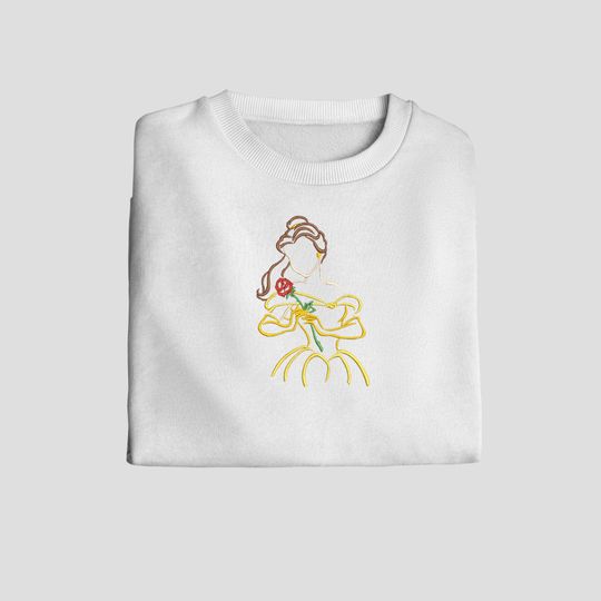 Discover Belle outline Embroidered Sweatshirt | Embroidered Crewneck | Sweatshirt | Gift for Women | Embroidered Hoodie