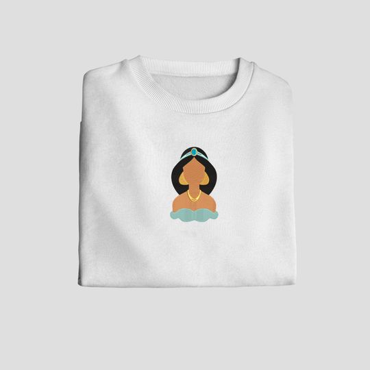 Princess Jasmine Embroidered Sweatshirt | Embroidered Crewneck | Sweatshirt | Gift for Women | Embroidered Hoodie