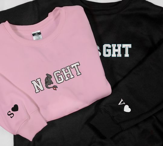 Personalized Night Fury and Light Fury Couple Embroidered Sweatshirt Toothless Shirt Custom Name Couple Shirt Dragon Lovers Gift