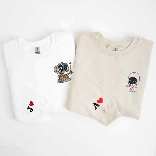 Discover Couple Valentine Embroidered Sweatshirt, Couple Valentine's Day Embroidery Sweatshirt, Custom Valentine Couple Shirt, Valentines Day Gifts