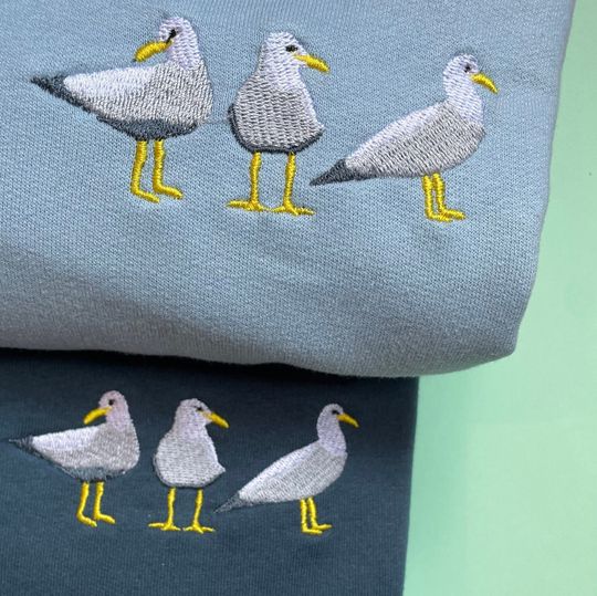 Discover Seagull Embroidered Sweatshirt, Seagull Sweatshirt, Seagull, Seagulls, Seagull Jumper, Embroidered, Seaside, British Birds
