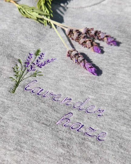 Discover Lavender Haze Embroidered Crewneck