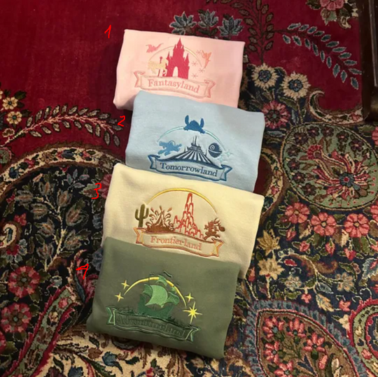 The Lands Embroidered Collection Sweatshirts - Magic Kingdom Lands Embroidered Sweatshirts - Disney Magic Kingdom Embroidered Sweatshirts