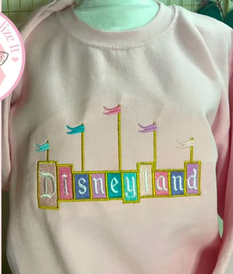Disneyland Marquee embroidered sweater, embroidered sweater, Disneyland embroidered sweater, embroidery