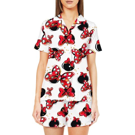 Minnie Bows Coquette Pajama Set | Disney Holiday Pajamas | Matching Family Christmas PJs