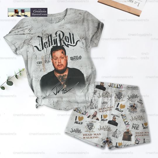 Jelly Roll Unisex T-Shirt Short Set, Jelly Roll Concert Pajamas, Jelly Roll Rock Music, Jelly Roll Fan Gift