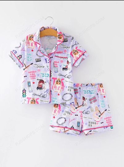 Tayl0r Swi.ft Elegant Purple Lapel Button Pajama Set - Short Sleeves & Shorts