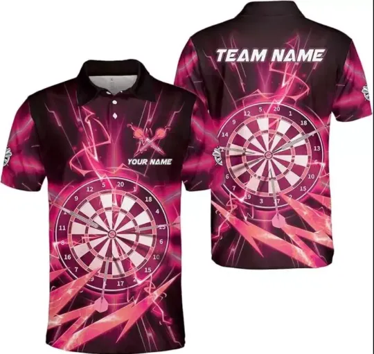 Personalized Dart Pink Short Sleeve Men's Polo Shirt Halloween Gift